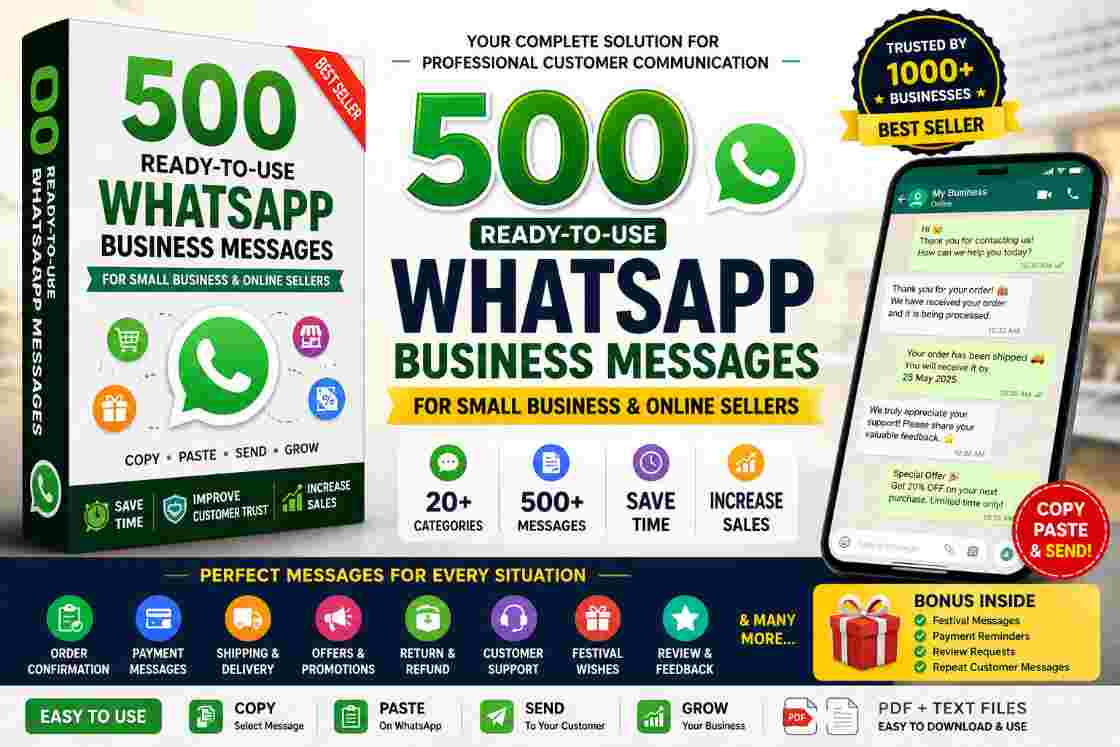 500 Ready-to-Use WhatsApp Business Messages – For Small Businesses & Online Sellers
